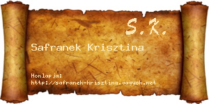 Safranek Krisztina névjegykártya